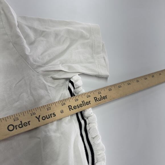 3.1 Phillip Lim Shirt Womens Large White Ruffle Trim Short Sleeve Designer Top - Picture 11 of 12